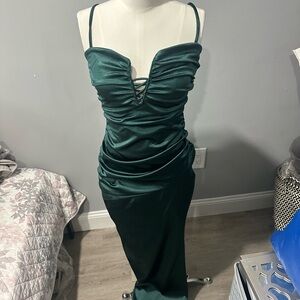 Windsor Teal Satin Maxi Dress